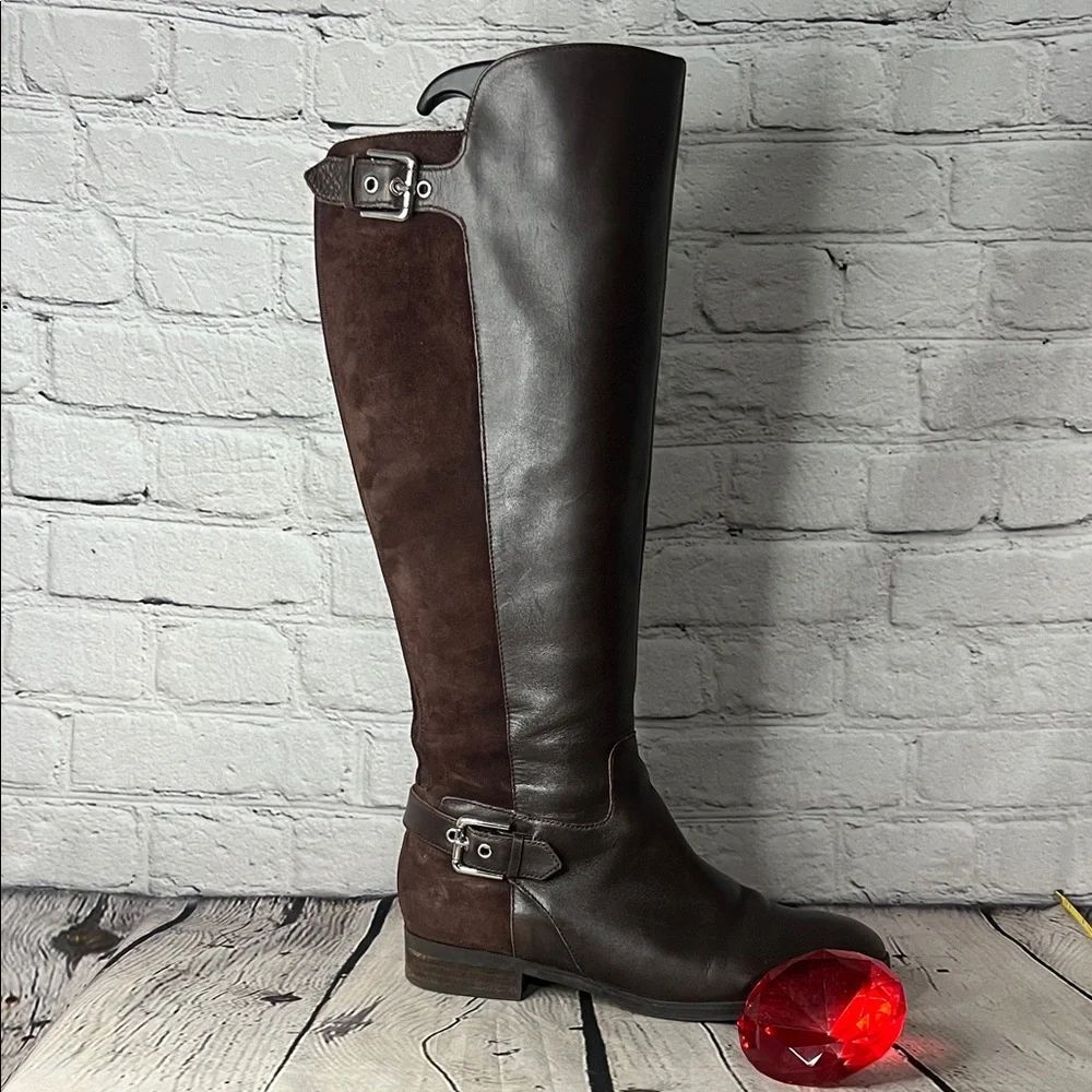 Marc Fisher Elegant Brown Leather Knee-High Boots